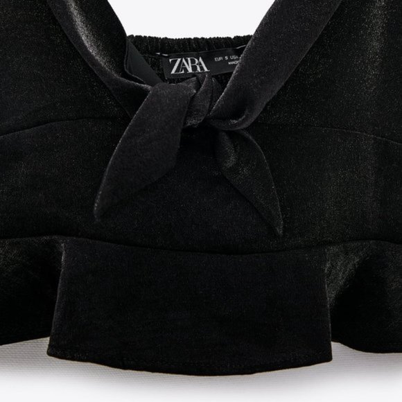 ZARA Cropped V-Neck Spaghetti Strap Bow Detail Tank Top - Picture 8 of 8